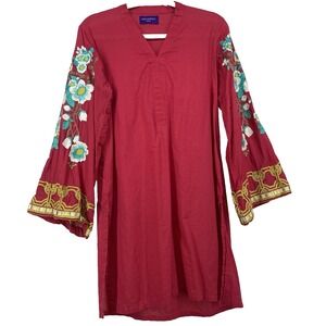 Sana Safinaz Size M Kurta Floral Embroidered Raspberry Pink / Red Tunic‎ Top